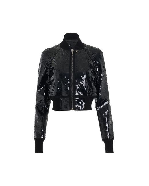 Rick Owens Cropped Flight Embroidered Bomber Jacket