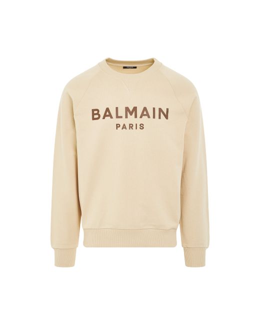 Balmain Classic Logo Print Sweatshirt Ivory IVORY/BROWN
