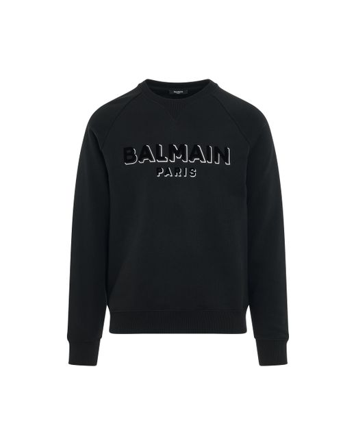 Balmain Logo Flock Foil Sweatshirt Black BLACK
