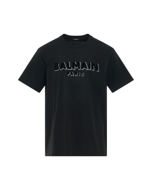 Balmain Logo Flock Foil T-Shirt Black BLACK