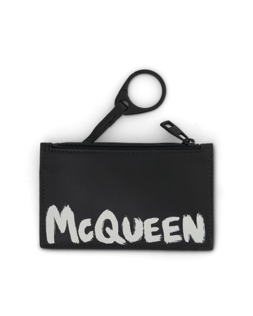 Alexander McQueen Graffiti Logo Zip Coin Card Wallet OS