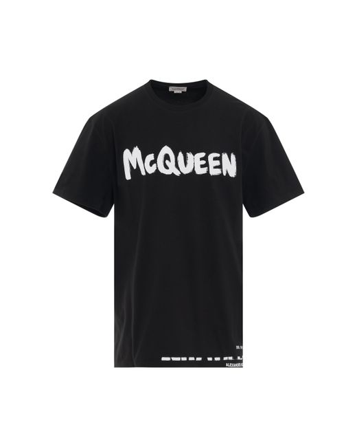 Alexander McQueen Graffiti Print Logo Long Sleeve T-Shirt