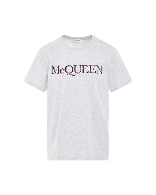 Alexander McQueen Rainbow Logo Print T-Shirt Grey GREY