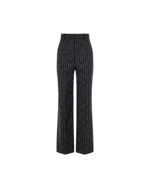 Alexander McQueen Certified Broken Stripe Wool Pants Black BLACK/IVORY