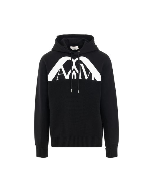 Alexander McQueen Hybrid Logo with Charm Hooded Sweater Black BLACK/IVORY