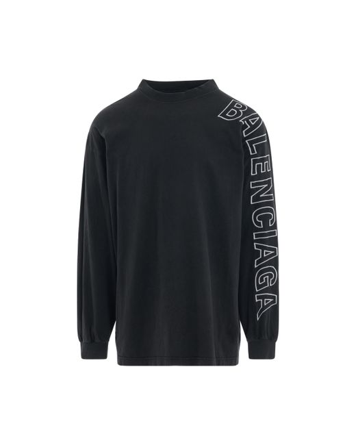 Balenciaga Outline Logo Oversized Long Sleeve T-Shirt Washed WASHED
