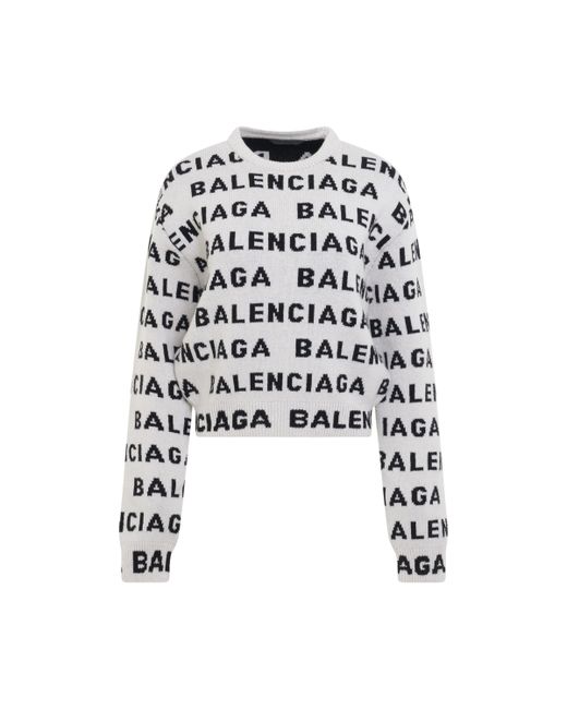 Balenciaga Allover Logo Horizontal Cropped Sweater