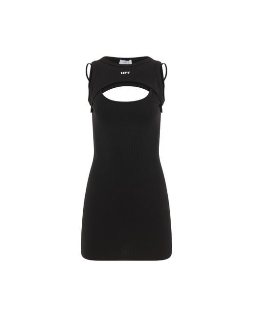Off-White Off Stamp Rib Round Mini Dress Black BLACK