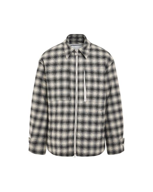 Wooyoungmi Plaid Leather Patch Jacket Ivory IVORY