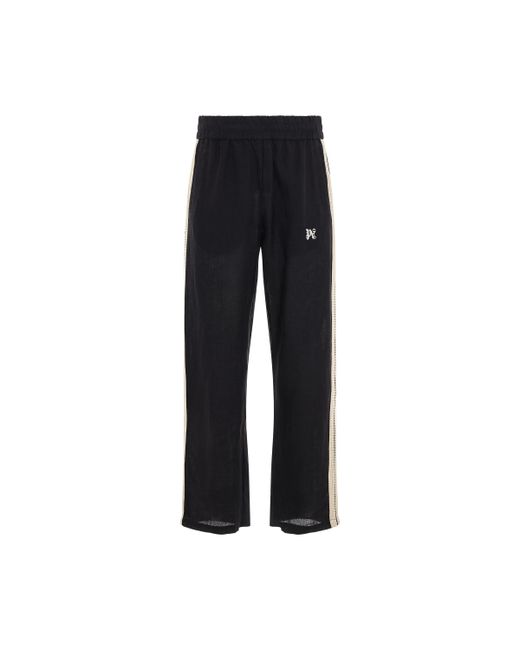 Palm Angels Linen Monogram Embroidered Track Pants