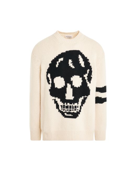 Alexander McQueen Skull Intarsia Knit Sweater Cream/Black CREAM/BLACK