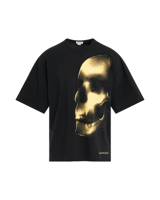 Alexander McQueen Shadow Skull Print T-Shirt Yellow YELLOW