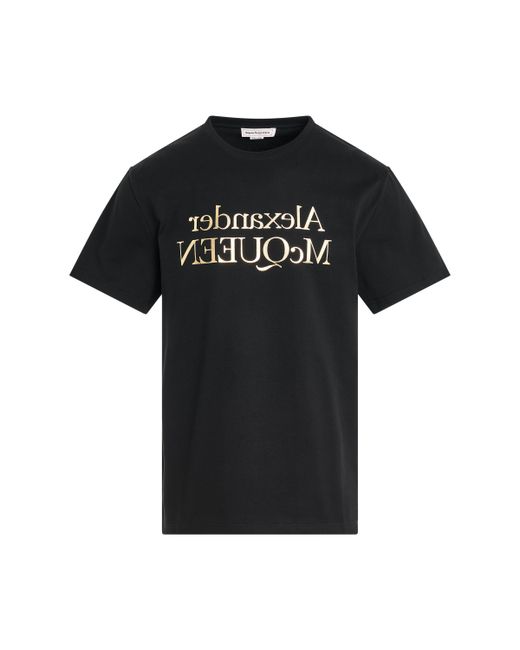 Alexander McQueen Foil Print T-Shirt Gold GOLD