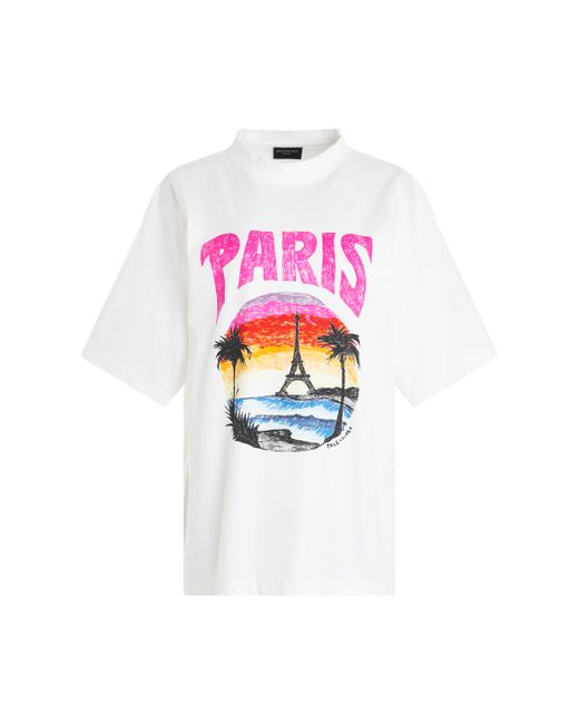 Balenciaga Tropical Paris Logo T-Shirt White WHITE