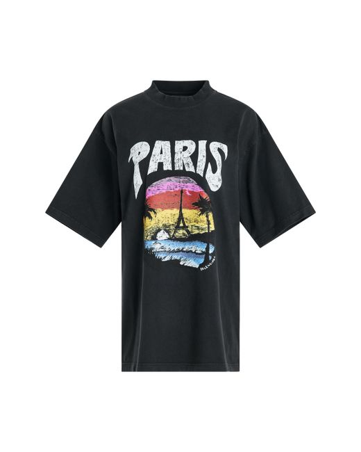 Balenciaga Tropical Paris Logo T-Shirt Faded Black FADED BLACK