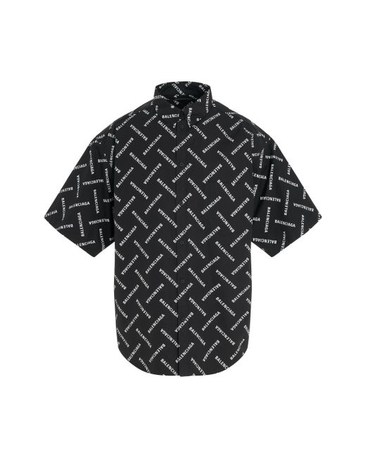 Balenciaga All-Over Logo Short-Sleeve Shirt Black BLACK