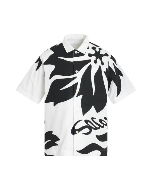 Sacai Embroidered Patch Cotton Poplin Shirt Off White/Black OFF WHITE/BLACK