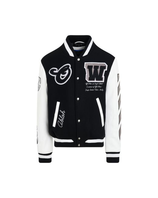 Off-White Lea Wool Varsity Jacket Black BLACK