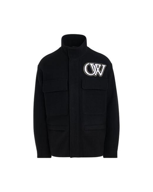 Off-White Wool Varsity Field Jacket Black BLACK