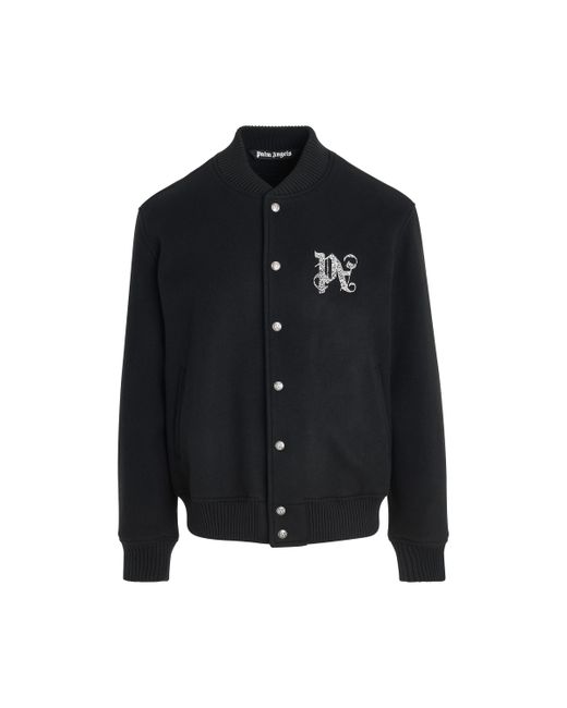 Palm Angels Monogram Varsity Jacket Black/Off BLACK/OFF