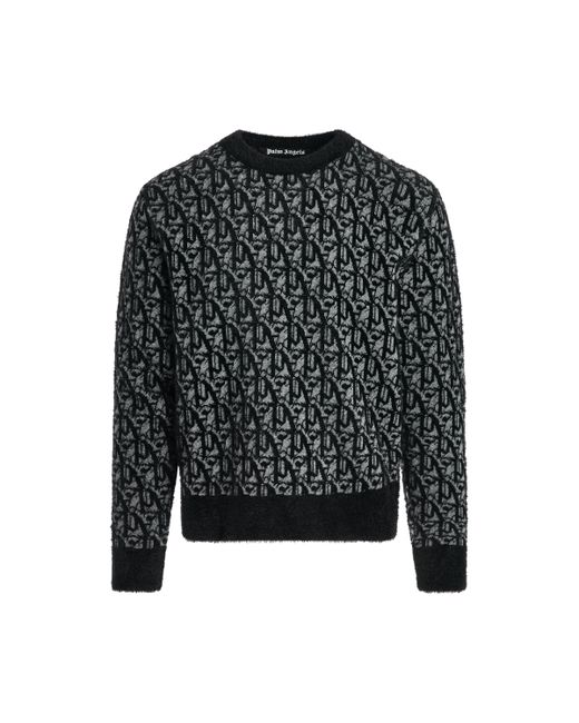 Palm Angels Monogram Jacquard Sweatshirt Grey/Black GREY/BLACK