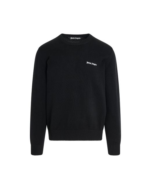 Palm Angels Classic Logo Round Neck Knit Sweater Black/Off BLACK/OFF