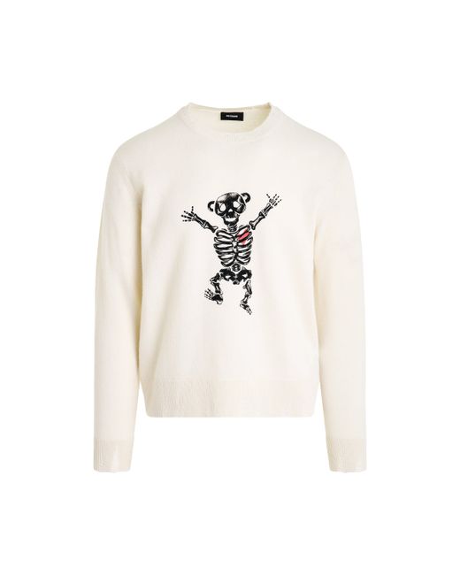 We11done Bolt Teddy Bear Print Sweater Ivory IVORY