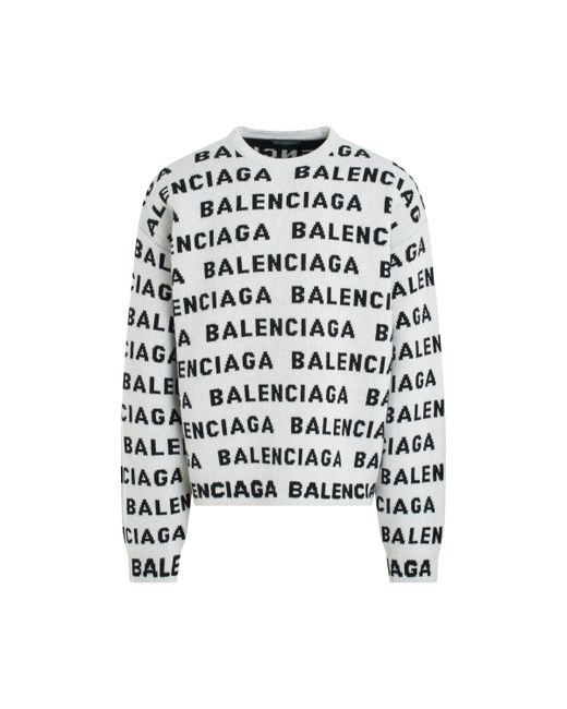 Balenciaga Allover Logo Horizontal Knit Sweater