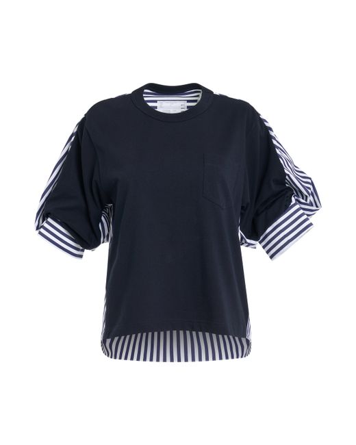 Sacai Cotton Poplin x Jersey T-Shirt Navy/Navy Stripe NAVYNAVY STRIPE