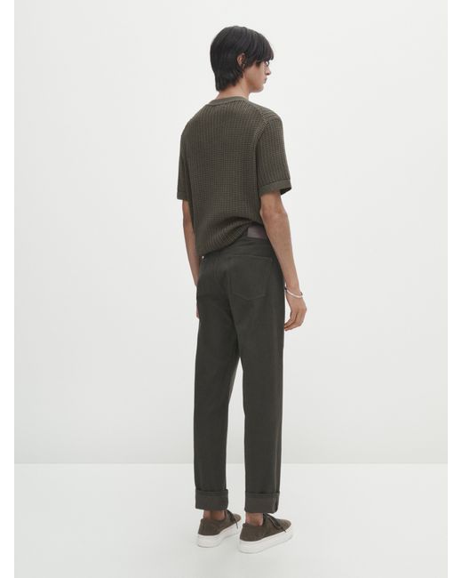 Massimo Dutti Slim Fit Brushed Cotton Denim Trousers