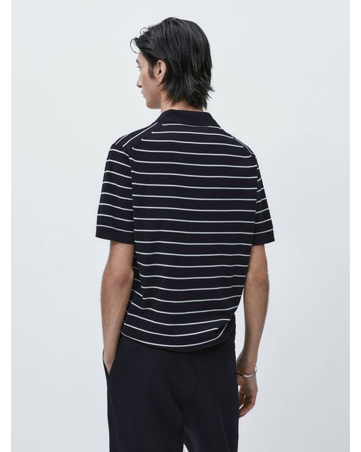 Massimo Dutti Striped Short Sleeve Polo Sweater