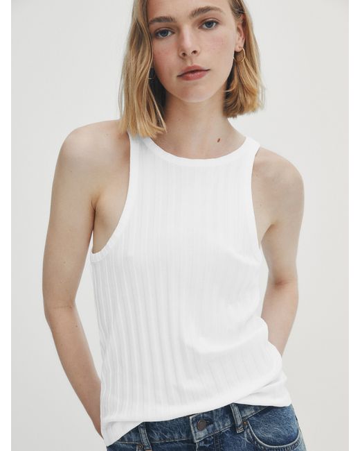 Massimo Dutti Wide Ribbed Strappy Top