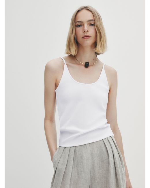 Massimo Dutti Ribbed Top With Thin Straps