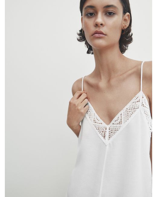 Massimo Dutti Straps Top With Crochet Detail