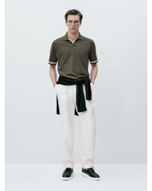 Massimo Dutti Contrast Short Sleeve Polo Sweater