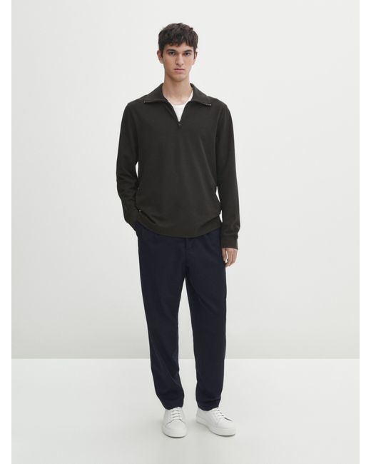 Massimo Dutti Cotton Sweatshirt With Zip-Up Collar