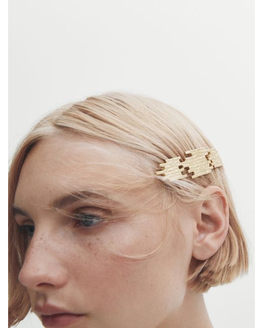 Massimo Dutti Gold-Plated Rough-Textured Hair Clip