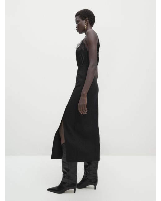 Massimo Dutti High-Waist Skirt With Slits Studio