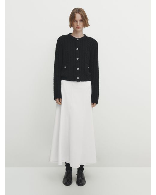 Massimo Dutti High-Waist Panelled Denim Skirt