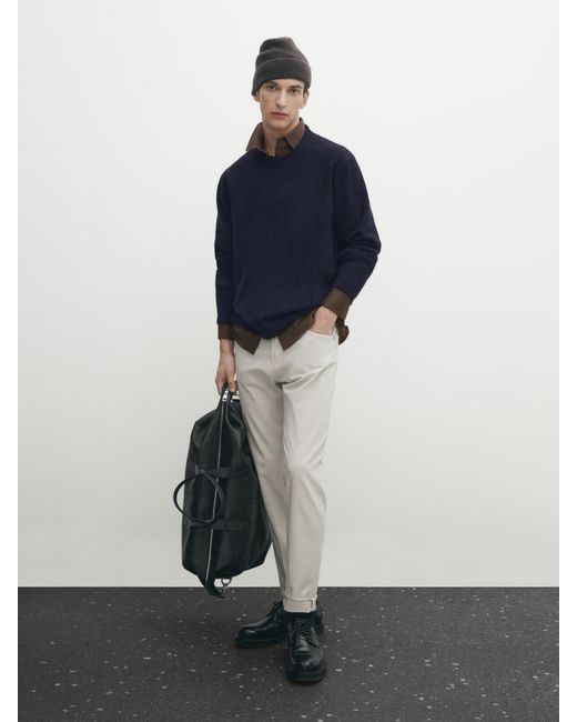 Massimo Dutti Slim-Fit Textured Denim-Effect Trousers