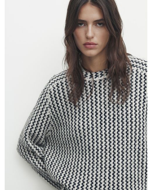 Massimo Dutti Knit Sweater With Zigzag Detail