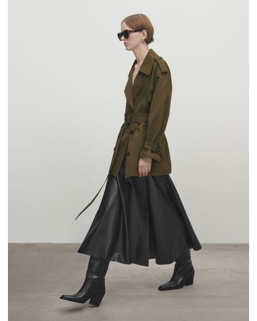 Massimo Dutti Short Belted Trench Coat