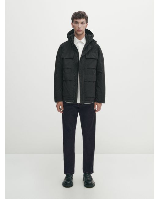 Massimo Dutti Hooded Down And Feather Puffer Jacket