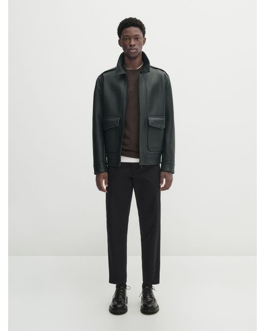 Massimo Dutti Nappa Leather Jacket With Pockets Studio