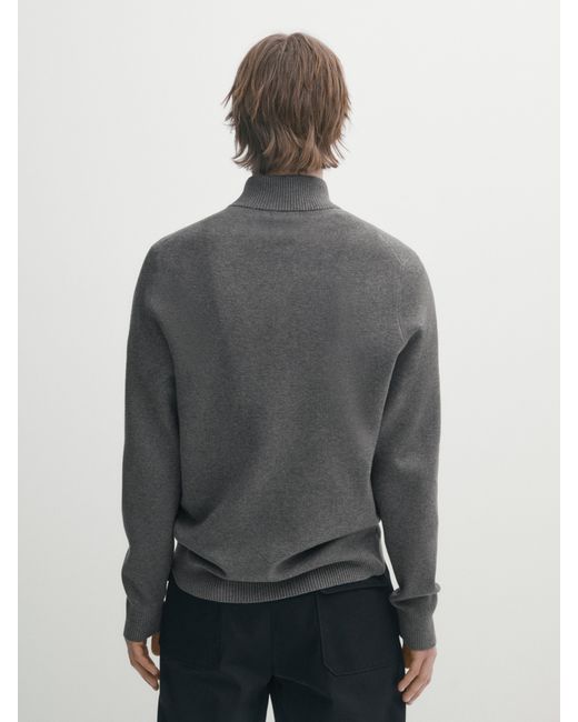 Massimo Dutti Mock Neck Knit Sweater With A Zip