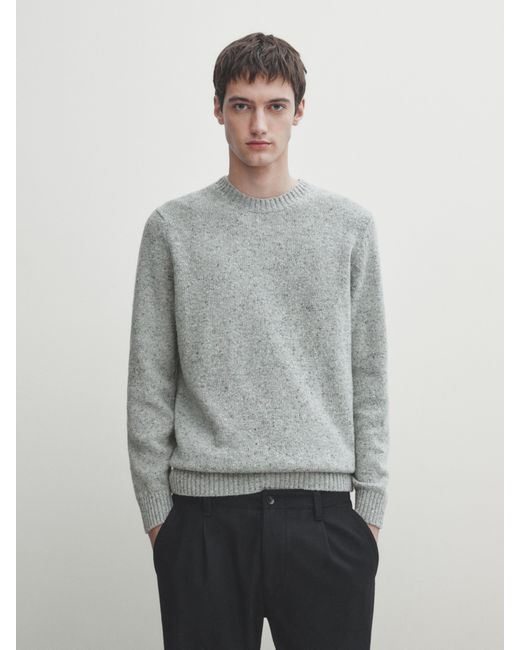 Massimo Dutti Crew Neck Knop Yarn Sweater