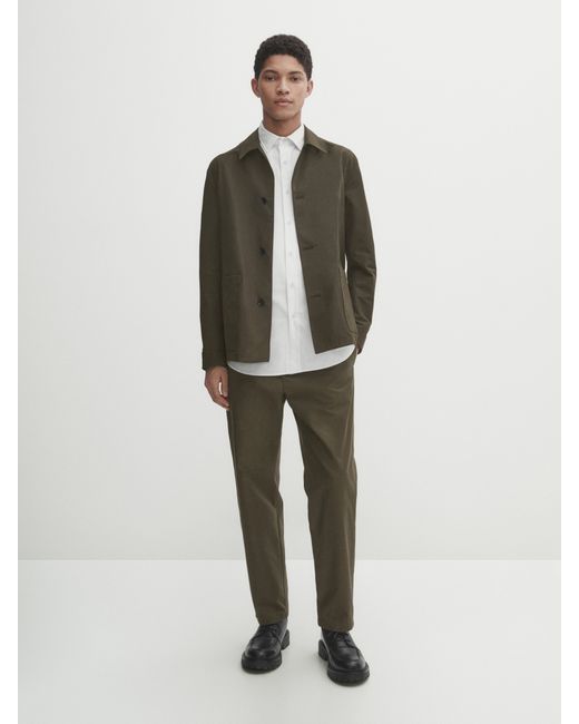 Massimo Dutti Relaxed Fit Belted Chino Trousers