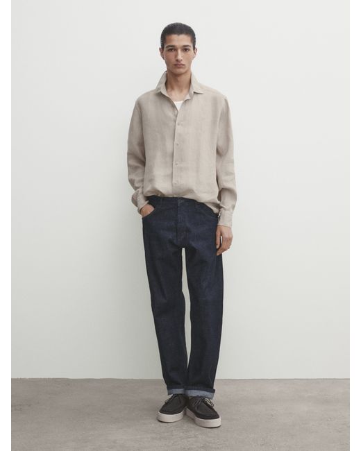 Massimo Dutti Dyed Thread Regular Fit Linen Shirt