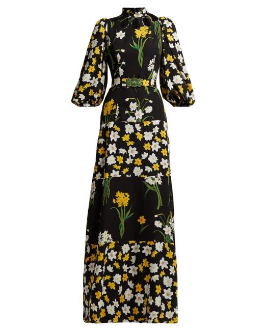 Andrew Gn Daffodil Print Silk Gown
