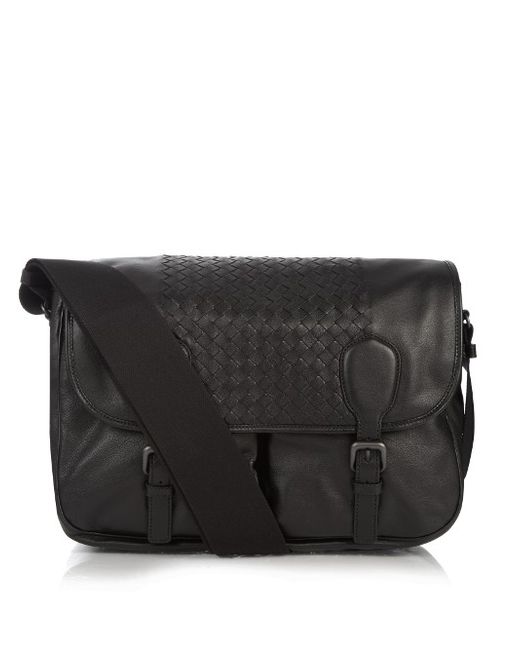 Bottega Veneta Intrecciato washed-leather messenger bag